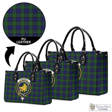 Campbell Tartan Luxury Leather Handbags with Family Crest