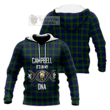 Campbell Tartan Knitted Hoodie with Family Crest DNA In Me Style