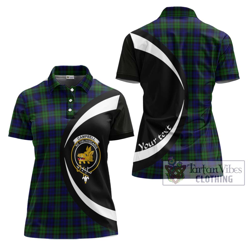 Campbell Tartan Women's Polo Shirt with Family Crest Circle Style Women - Tartan Vibes Clothing