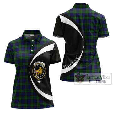 Campbell Tartan Women's Polo Shirt with Family Crest Circle Style