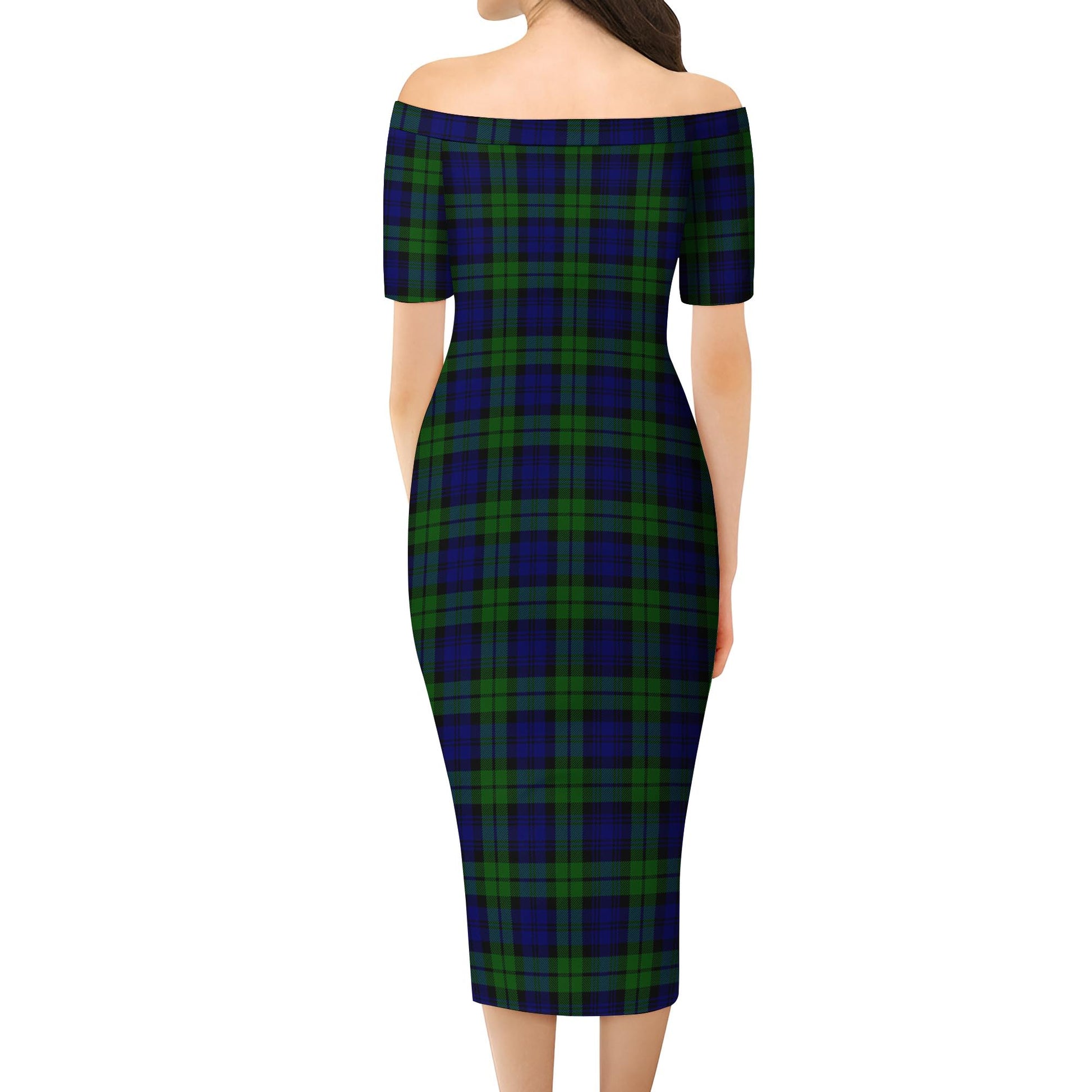 Campbell Modern Tartan Off Shoulder Lady Dress - Tartanvibesclothing