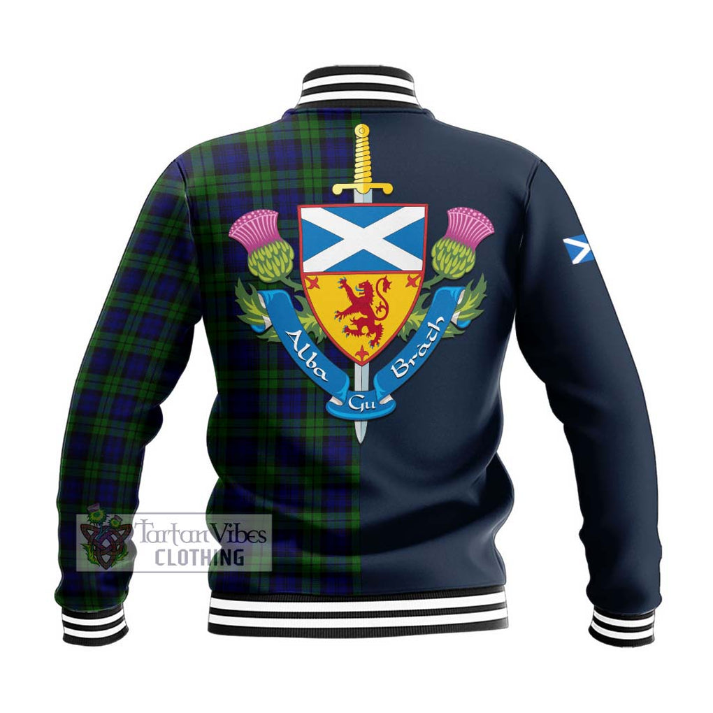 Tartan Vibes Clothing Campbell Modern Tartan Baseball Jacket with Scottish Lion Royal Arm Half Style