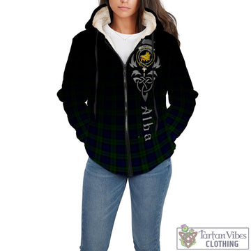 Campbell Tartan Sherpa Hoodie Featuring Alba Gu Brath Family Crest Celtic Inspired