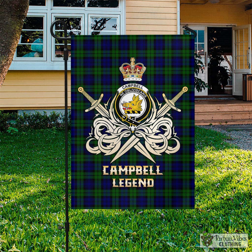 Tartan Vibes Clothing Campbell Modern Tartan Flag with Clan Crest and the Golden Sword of Courageous Legacy