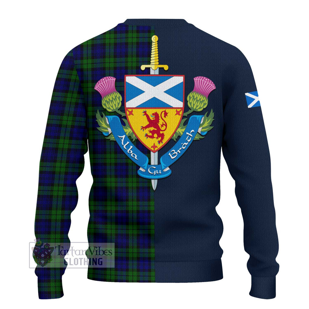 Tartan Vibes Clothing Campbell Modern Tartan Knitted Sweater with Scottish Lion Royal Arm Half Style