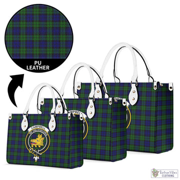 Campbell Tartan Luxury Leather Handbags with Family Crest