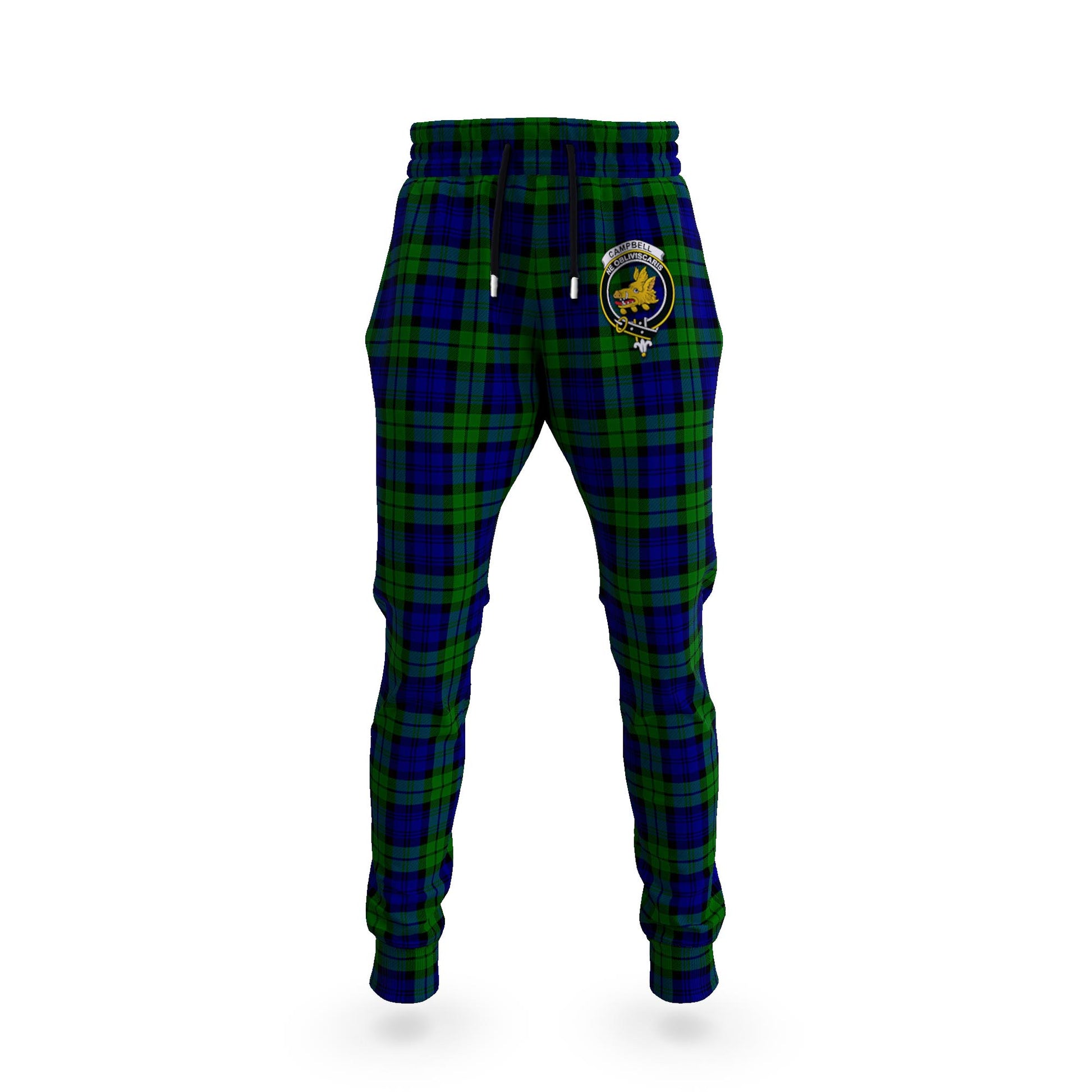 Campbell Tartan Joggers Pants with Family Crest 5XL - Tartan Vibes Clothing