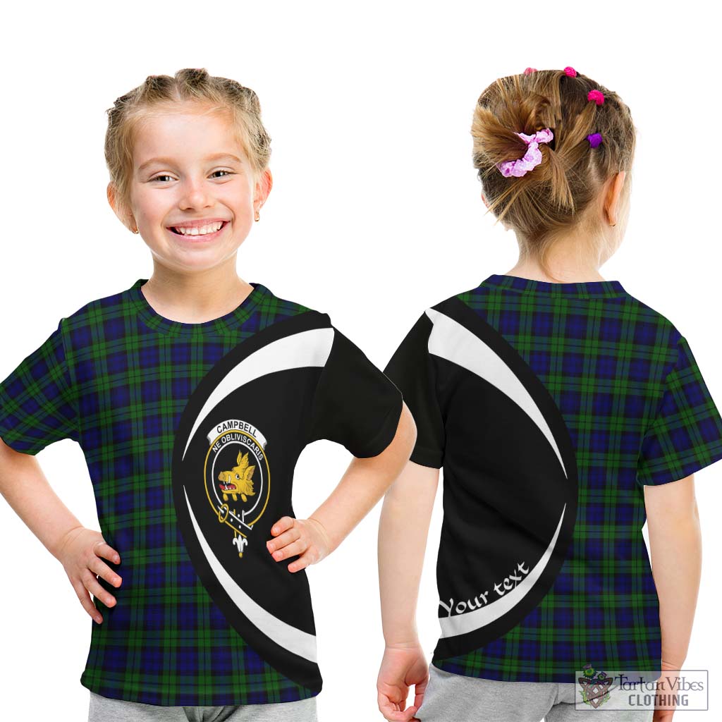 Campbell Tartan Kid T-Shirt with Family Crest Circle Style - Tartan Vibes Clothing