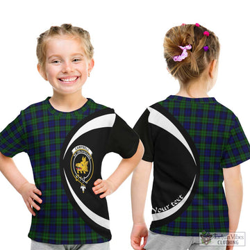 Campbell Tartan Kid T-Shirt with Family Crest Circle Style