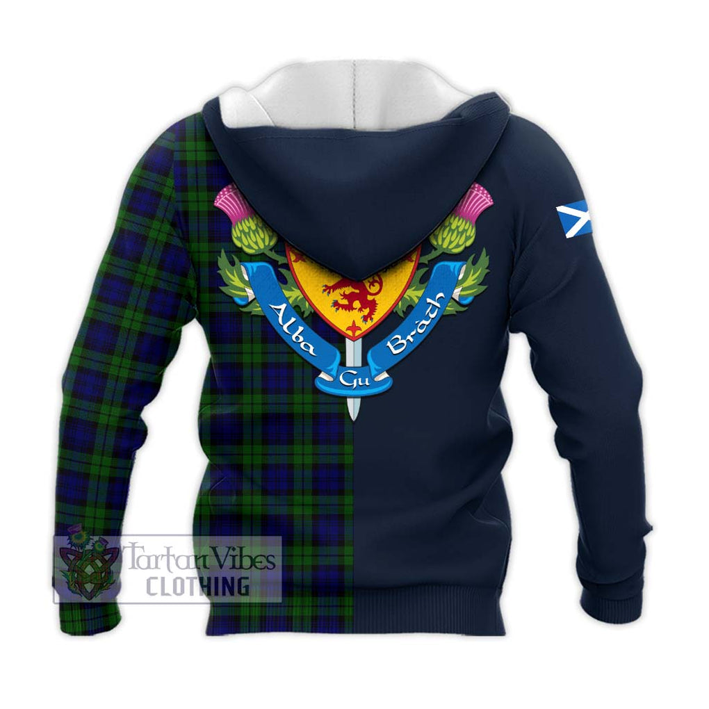 Tartan Vibes Clothing Campbell Modern Tartan Knitted Hoodie with Scottish Lion Royal Arm Half Style