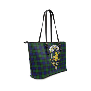 Campbell Tartan Leather Tote Bag with Family Crest