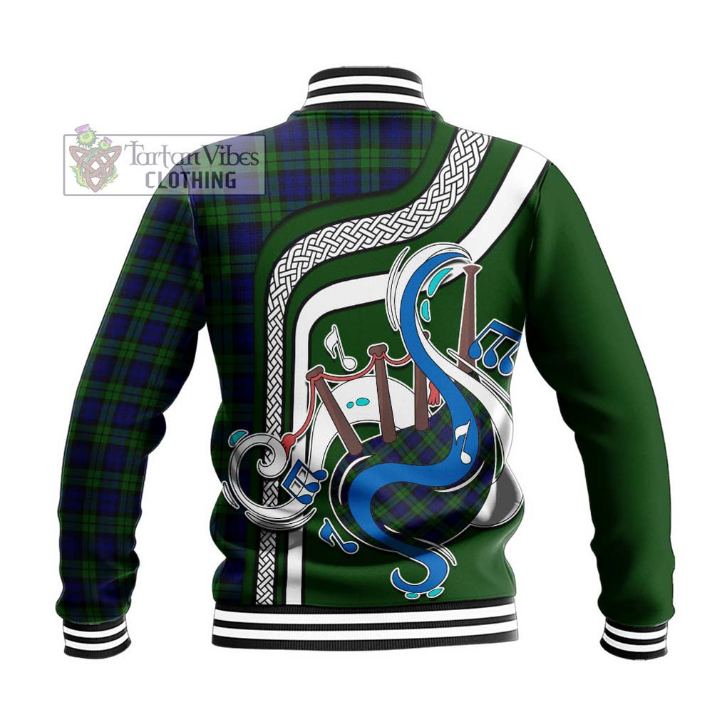 Tartan Vibes Clothing Campbell Modern Tartan Baseball Jacket with Epic Bagpipe Style