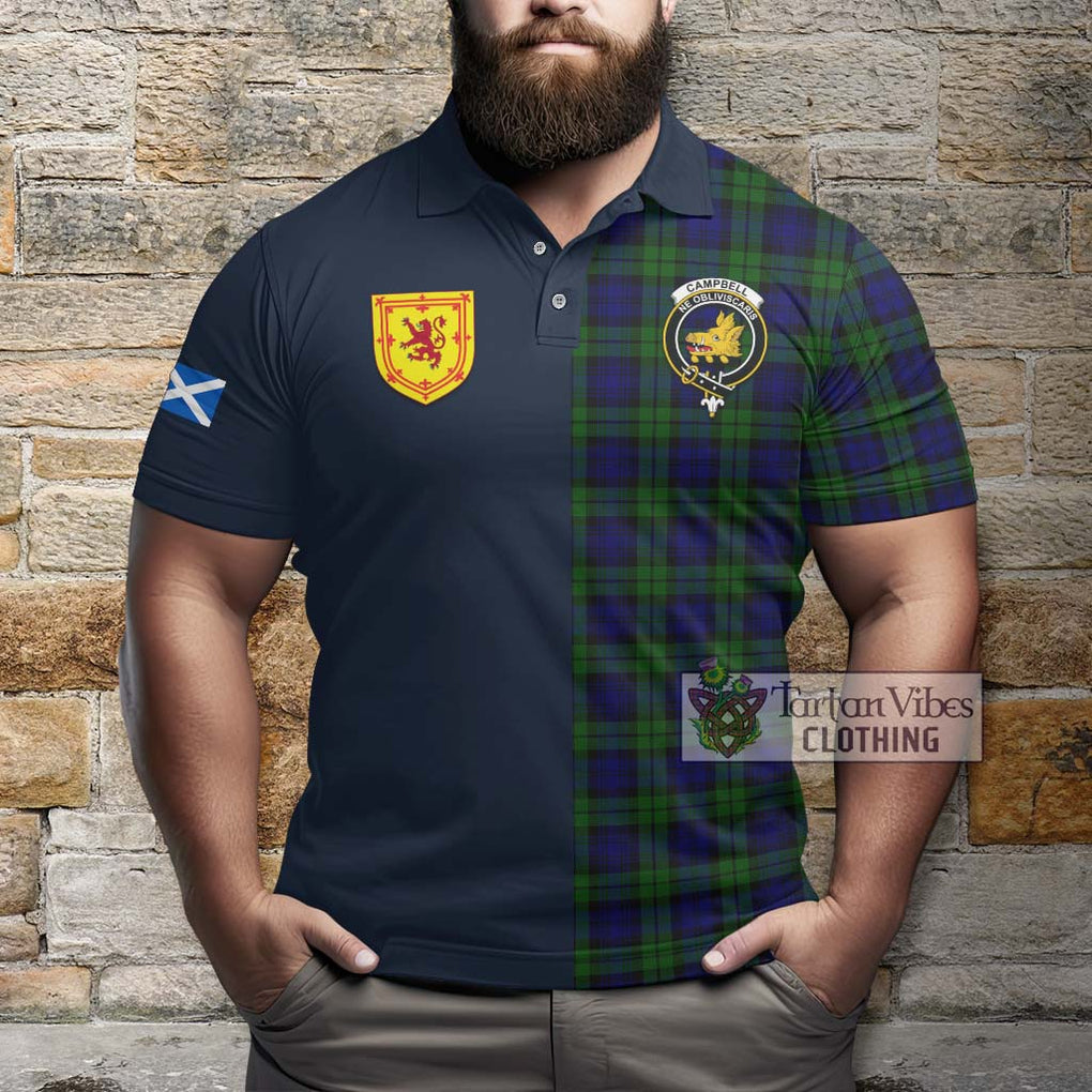 Tartan Vibes Clothing Campbell Modern Tartan Polo Shirt with Scottish Lion Royal Arm Half Style