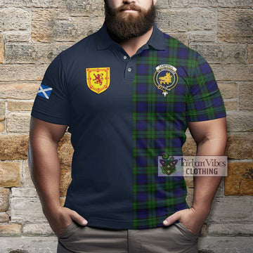 Campbell Tartan Polo Shirt Alba with Scottish Lion Royal Arm Half Style