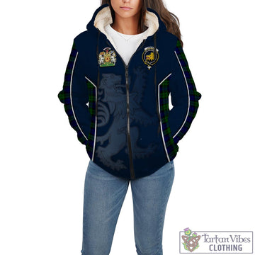 Campbell Tartan Sherpa Hoodie with Family Crest and Lion Rampant Vibes Sport Style