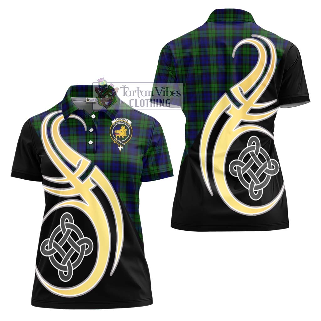 Campbell Tartan Women's Polo Shirt with Family Crest and Celtic Symbol Style - Tartan Vibes Clothing