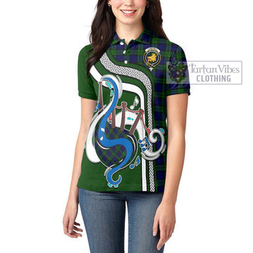 Campbell Tartan Women's Polo Shirt with Epic Bagpipe Style