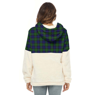 Campbell Tartan Women's Borg Fleece Hoodie With Half Zip