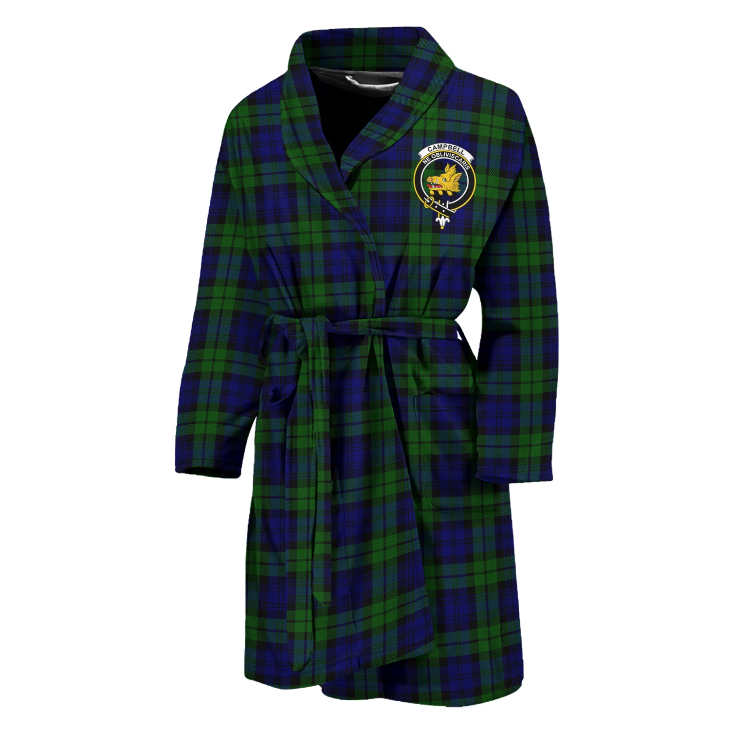 Campbell Tartan Bathrobe with Family Crest Unisex M - Tartan Vibes Clothing