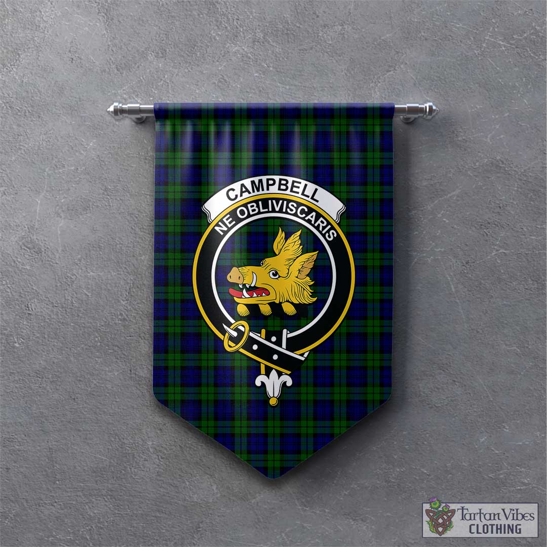 Tartan Vibes Clothing Campbell Modern Tartan Gonfalon, Tartan Banner with Family Crest