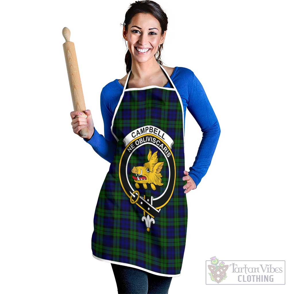 Campbell Tartan Apron with Family Crest White - Tartan Vibes Clothing