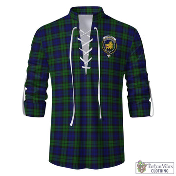 Campbell Tartan Men's Scottish Traditional Jacobite Ghillie Kilt Shirt with Family Crest