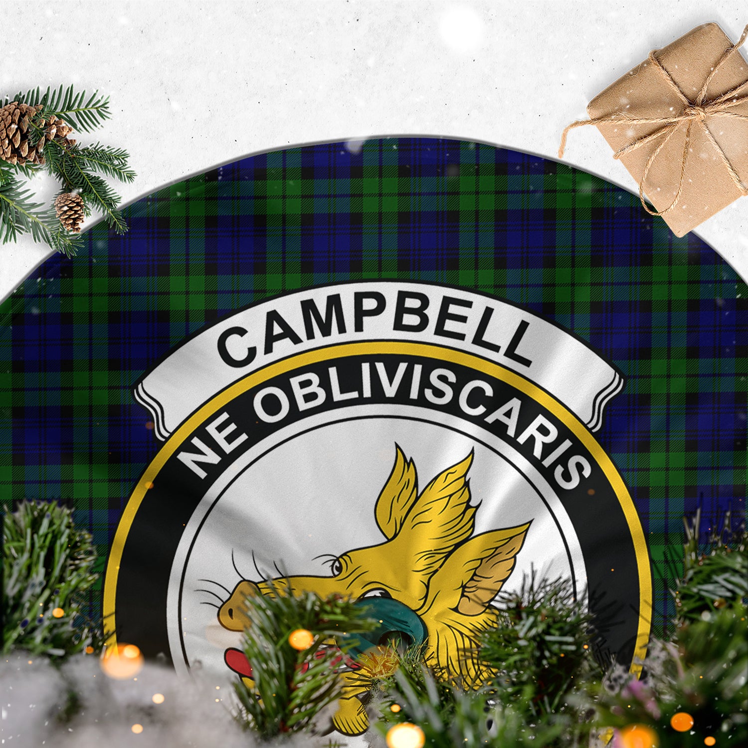 Campbell Modern Tartan Christmas Tree Skirt with Family Crest - Tartanvibesclothing