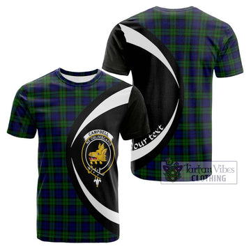 Campbell Tartan Cotton T-shirt with Family Crest Circle Style