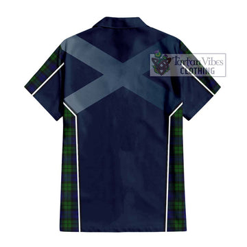 Campbell Tartan Short Sleeve Button Shirt with Family Crest and Lion Rampant Vibes Sport Style