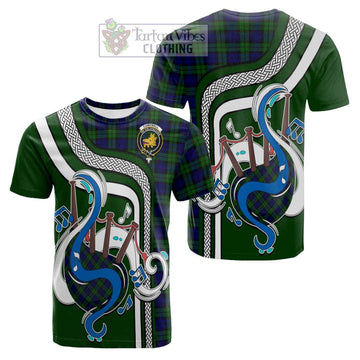 Campbell Tartan Cotton T-shirt with Epic Bagpipe Style