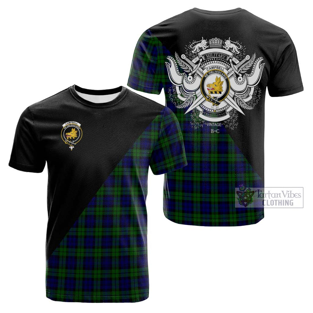 Tartan Vibes Clothing Campbell Modern Tartan Cotton T-shirt with Family Crest and Military Logo Style