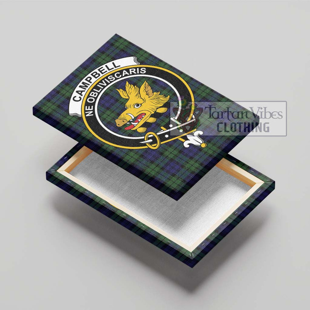 Campbell Tartan Canvas Print Wall Art with Family Crest - Tartan Vibes Clothing