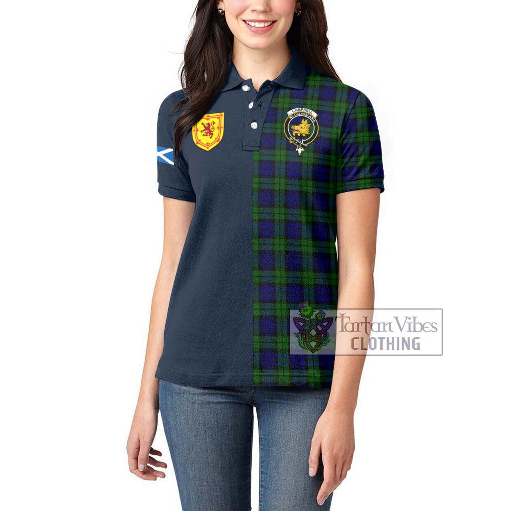 Tartan Vibes Clothing Campbell Modern Tartan Women's Polo Shirt with Scottish Lion Royal Arm Half Style