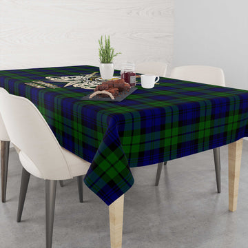 Campbell Tartan Tablecloth with Clan Crest and the Golden Sword of Courageous Legacy