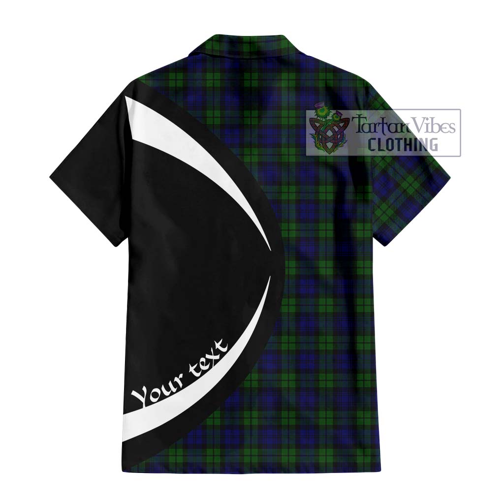 Campbell Tartan Short Sleeve Button Up with Family Crest Circle Style - Tartan Vibes Clothing