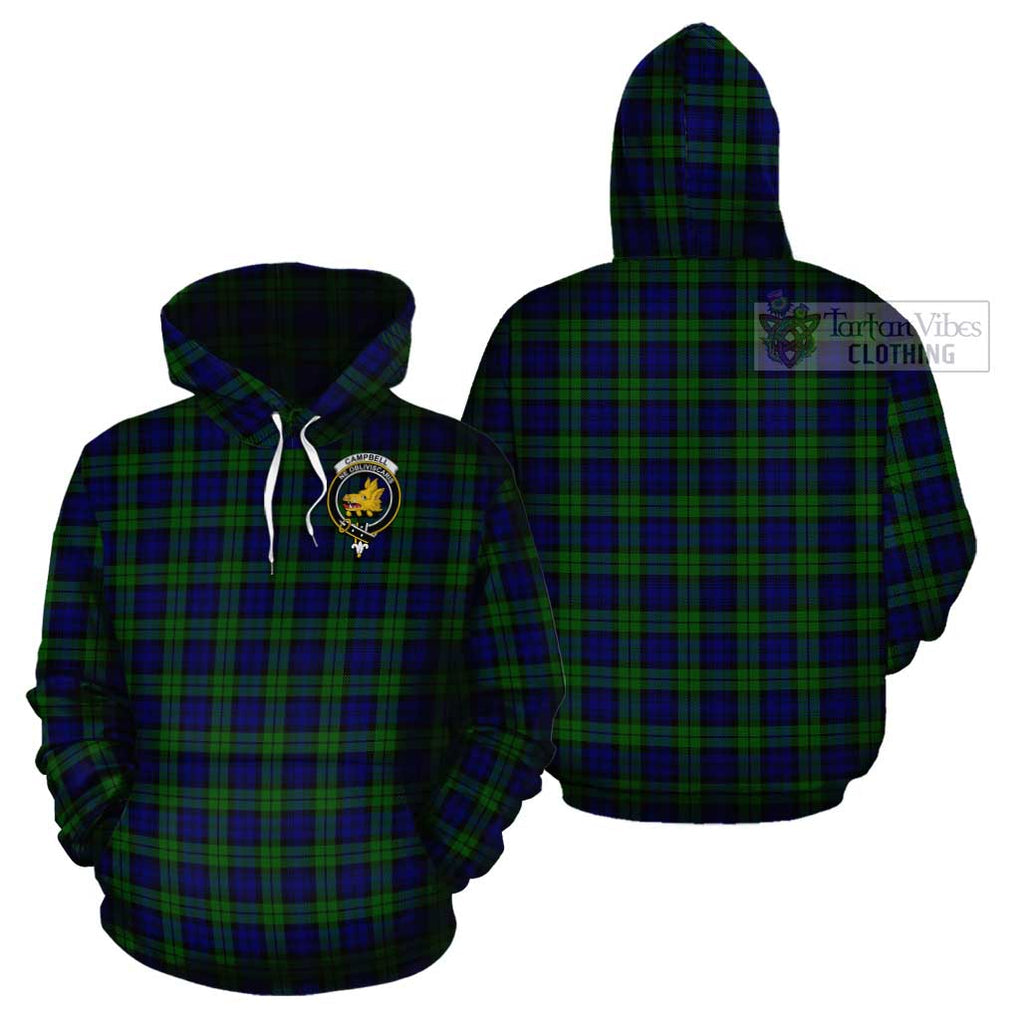 Campbell Tartan Cotton Hoodie with Family Crest Pullover Hoodie - Tartan Vibes Clothing