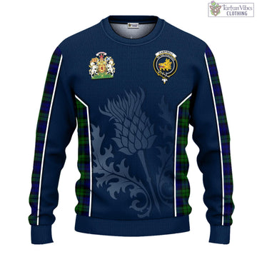 Campbell Tartan Knitted Sweatshirt with Family Crest and Scottish Thistle Vibes Sport Style