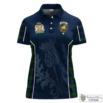 Campbell Tartan Women's Polo Shirt with Family Crest and Scottish Thistle Vibes Sport Style