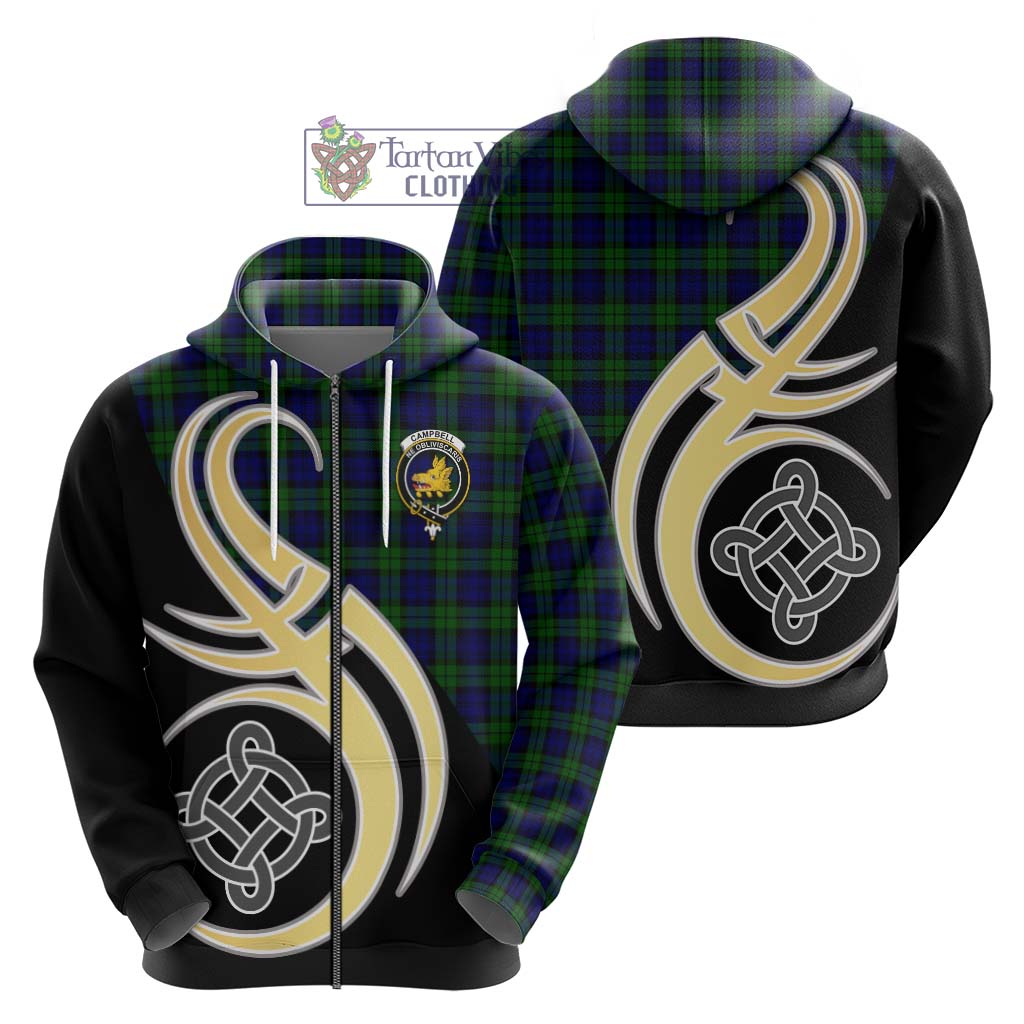 Campbell Tartan Hoodie with Family Crest and Celtic Symbol Style - Tartan Vibes Clothing