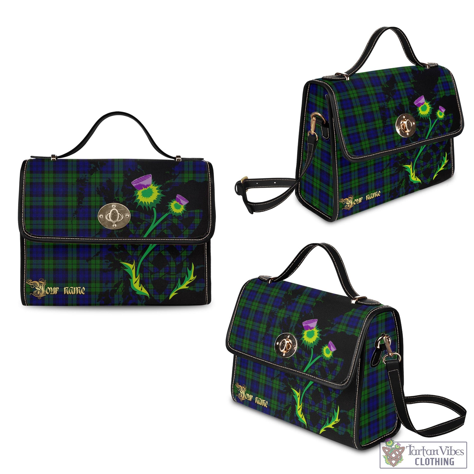 Tartan Vibes Clothing Campbell Modern Tartan Waterproof Canvas Bag with Scotland Map and Thistle Celtic Accents