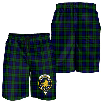 Campbell Tartan Mens Shorts with Family Crest