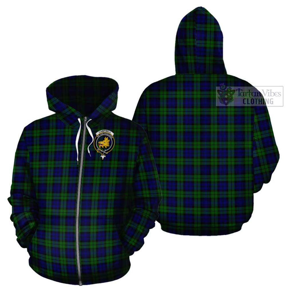 Campbell Tartan Cotton Hoodie with Family Crest Zip Hoodie - Tartan Vibes Clothing