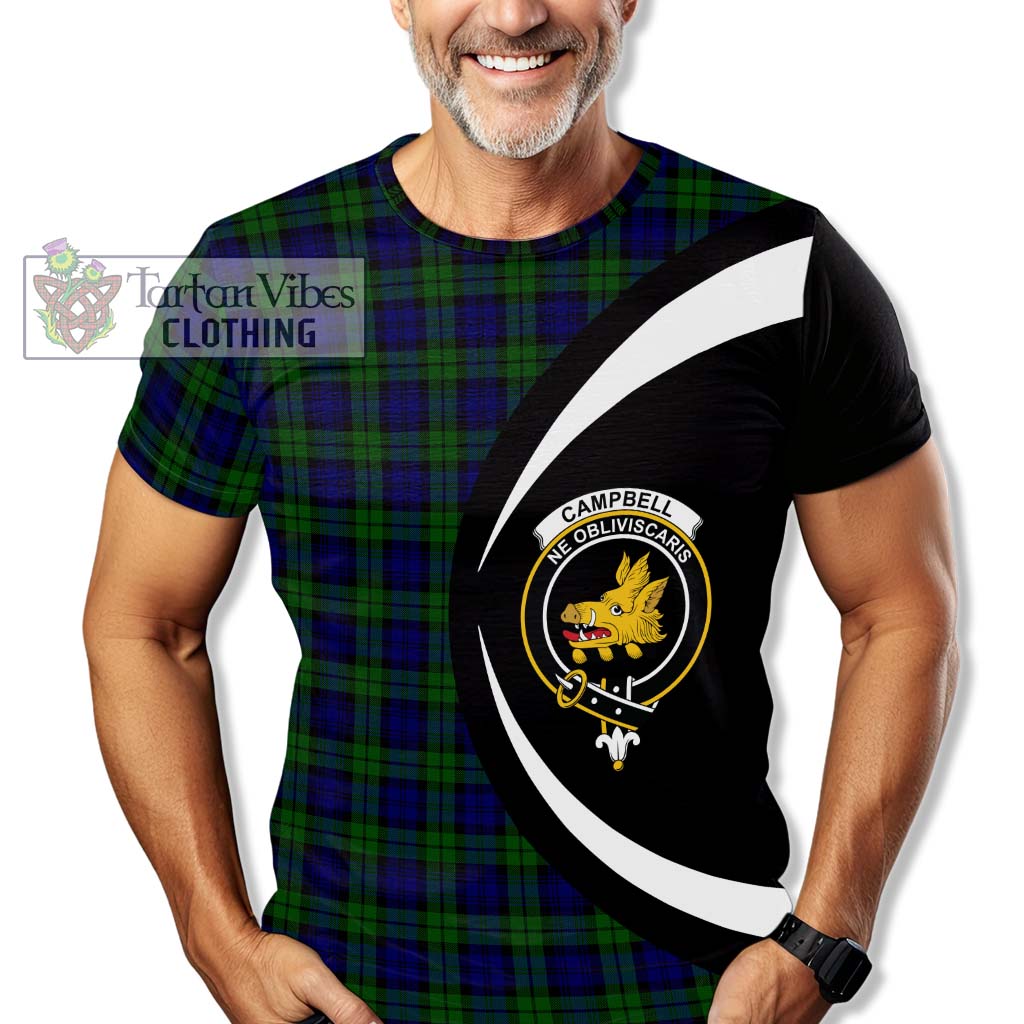 Tartan Vibes Clothing Campbell Modern Tartan T-Shirt with Family Crest Circle Style