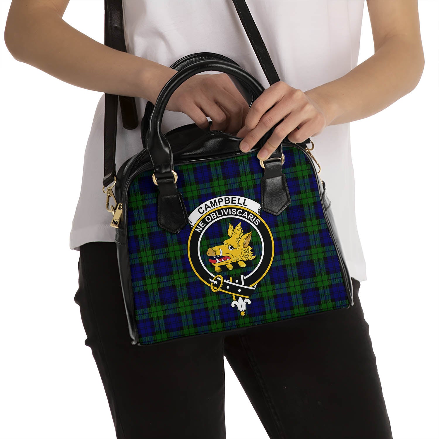 Campbell Modern Tartan Shoulder Handbags with Family Crest - Tartanvibesclothing