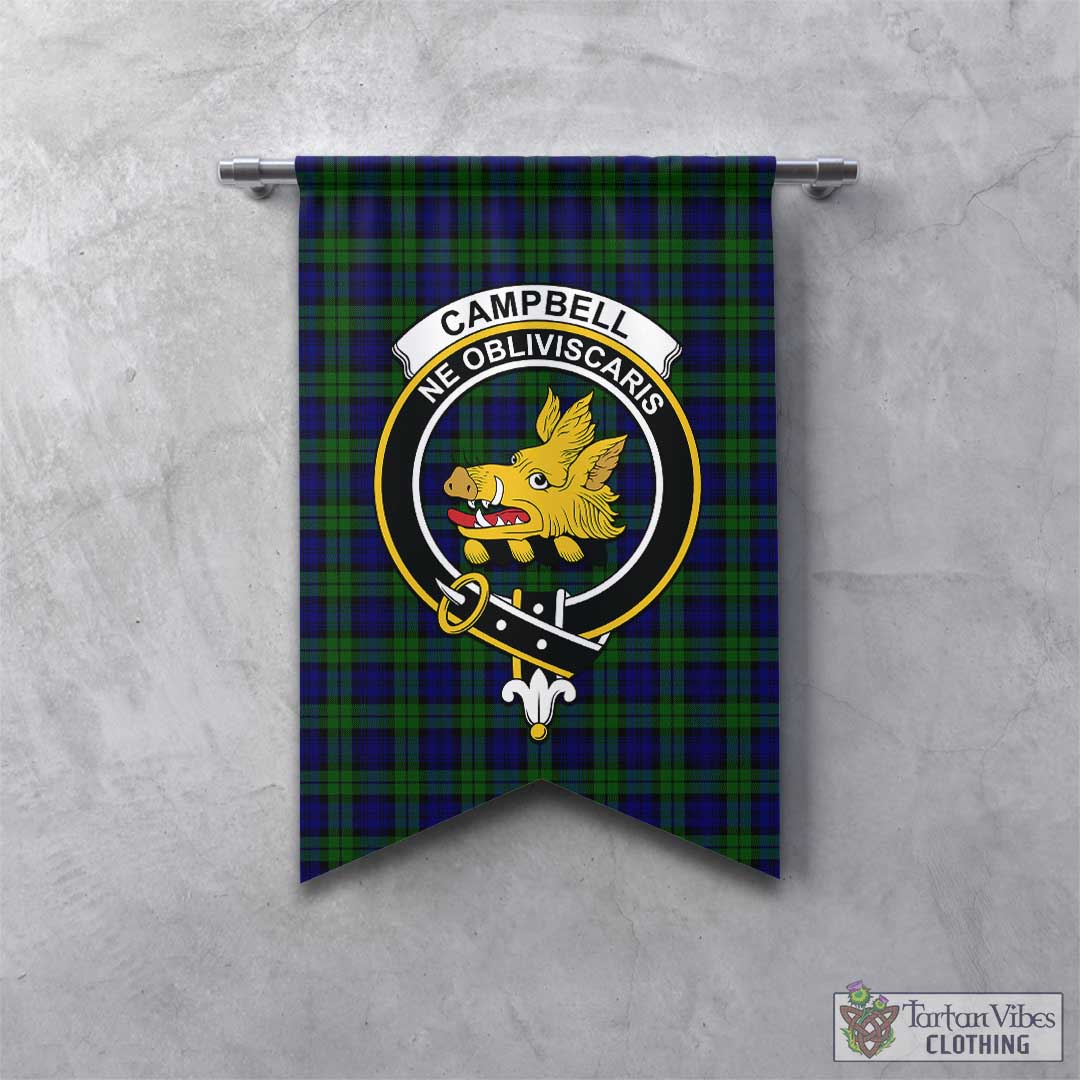 Tartan Vibes Clothing Campbell Modern Tartan Gonfalon, Tartan Banner with Family Crest