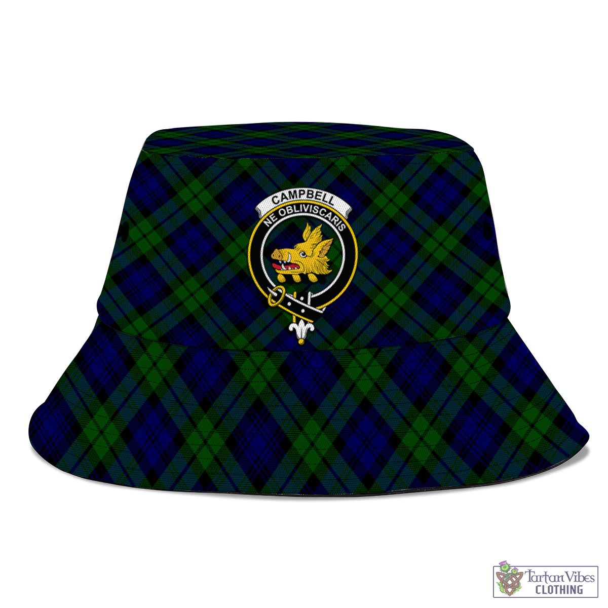 Tartan Vibes Clothing Campbell Modern Tartan Bucket Hat with Family Crest