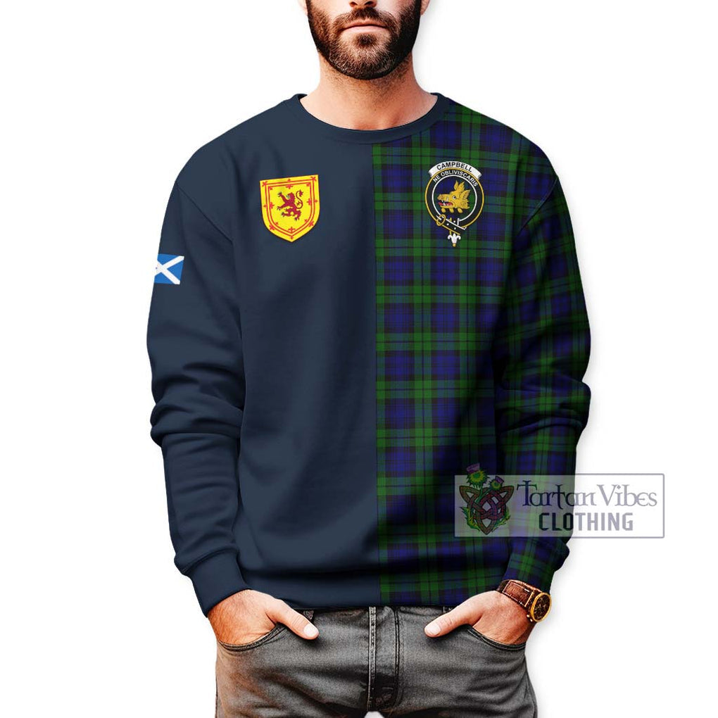 Tartan Vibes Clothing Campbell Modern Tartan Sweatshirt with Scottish Lion Royal Arm Half Style