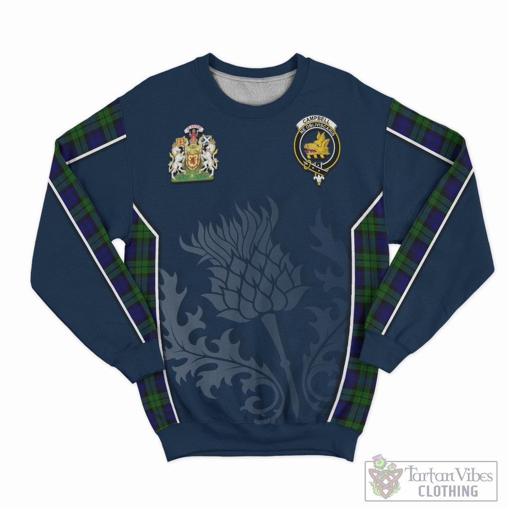 Tartan Vibes Clothing Campbell Modern Tartan Sweatshirt with Family Crest and Scottish Thistle Vibes Sport Style