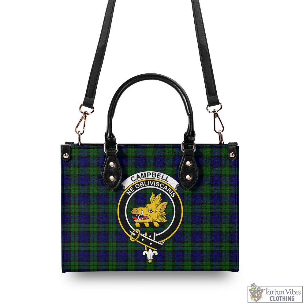 Tartan Vibes Clothing Campbell Modern Tartan Luxury Leather Handbags with Family Crest