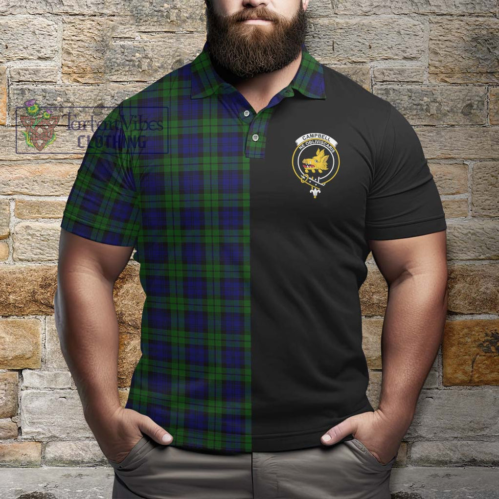 Campbell Tartan Polo Shirt with Family Crest and Half Of Me Style - Tartanvibesclothing Shop